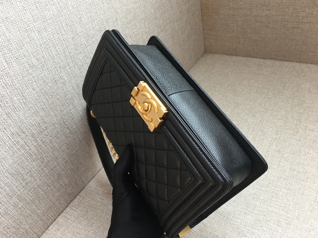 Caviar Medium Boy Handbag Flap Bag A67086 Black/Gold